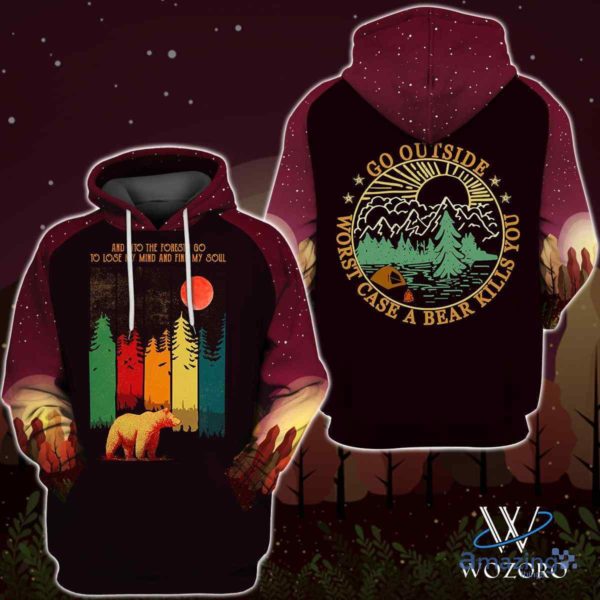 Bear Vintage Forest Camping All Over Printed 3D Hoodie
