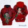 Betty Boop Gift  Betty Boop With Roses All Over Printed Zip Hoodie