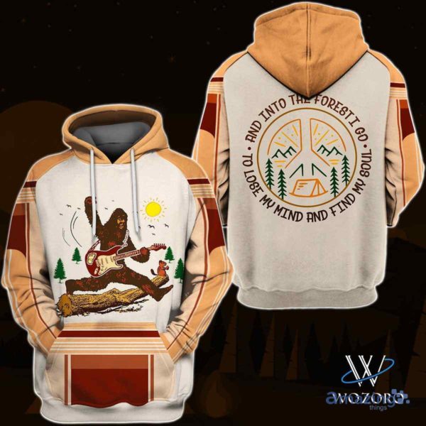 Bigfoot Guitar Into Forest Camping All Over Printed 3D Hoodie