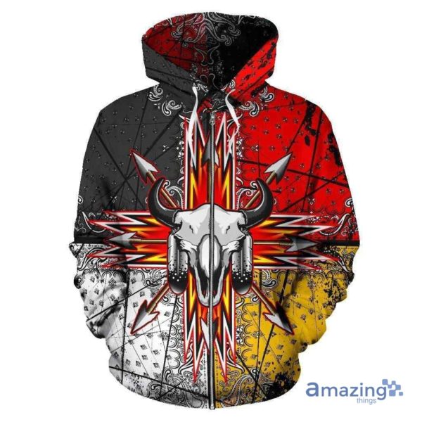 Bison Arrow Native American All Over Printed 3D Zip Hoodie