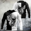 Black And White -Skull And Roses All Over Printed 3D Hoodie