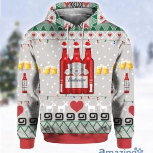 Budweiser Beer Red Bottles Christmas All Over Printed 3D Hoodie
