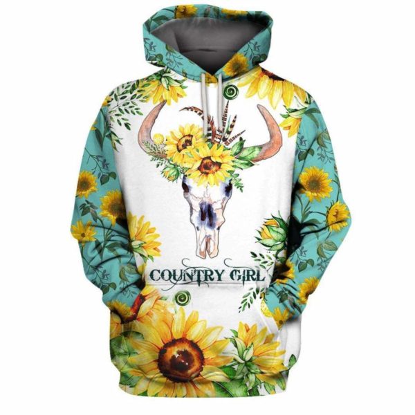 Country Girl Sunflower All Over Print 3D Hoodie - 3D Hoodie - Yellow