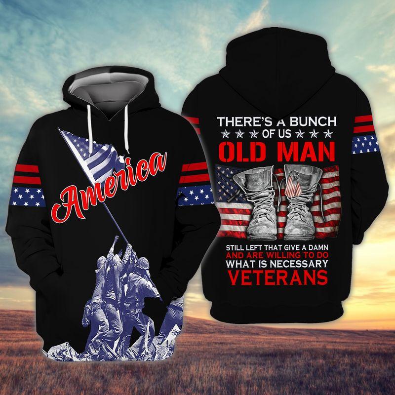 Veteran America There's A Bunch Of Us Old Man Unisex 3D All Over Print - 3D Hoodie - Black