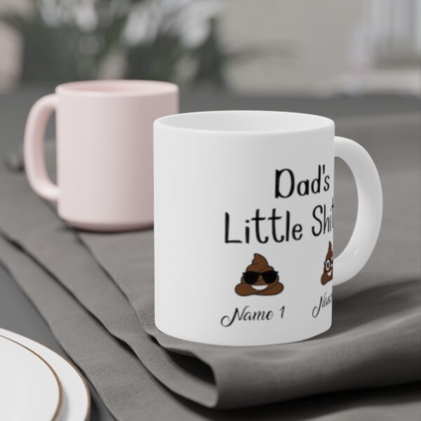 Dad's Little Shits Personalized Name Ceramic Mugs