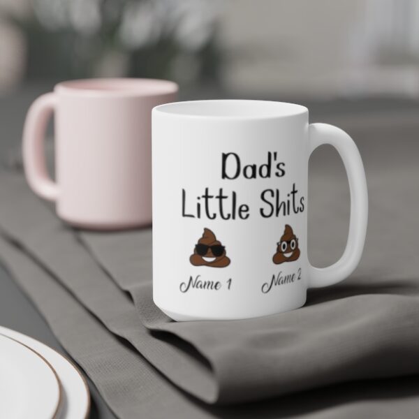 Dad's Little Shits Personalized Name Ceramic Mugs