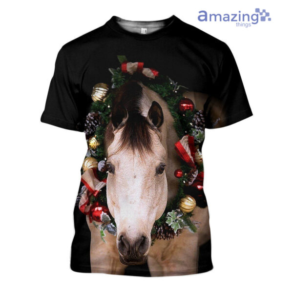 Beautiful Horse Christmas All Over Printed 3D Shirts - 3D T-Shirt - Black