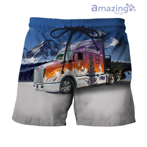Christmas Truck And Winter All Over Printed 3D Shirts - Short Pant - White