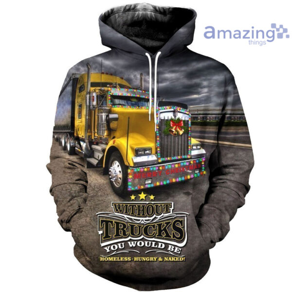 Christmas Truck Full Printed 3D Shirts - 3D Hoodie - Black
