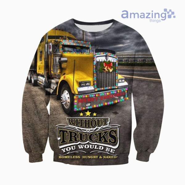 Christmas Truck Full Printed 3D Shirts - 3D Sweatshirt - Black