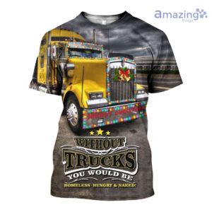 Christmas Truck Full Printed 3D Shirts - 3D T-Shirt - Black