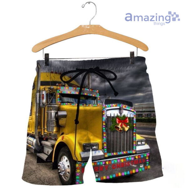 Christmas Truck Full Printed 3D Shirts - Short Pant - Black