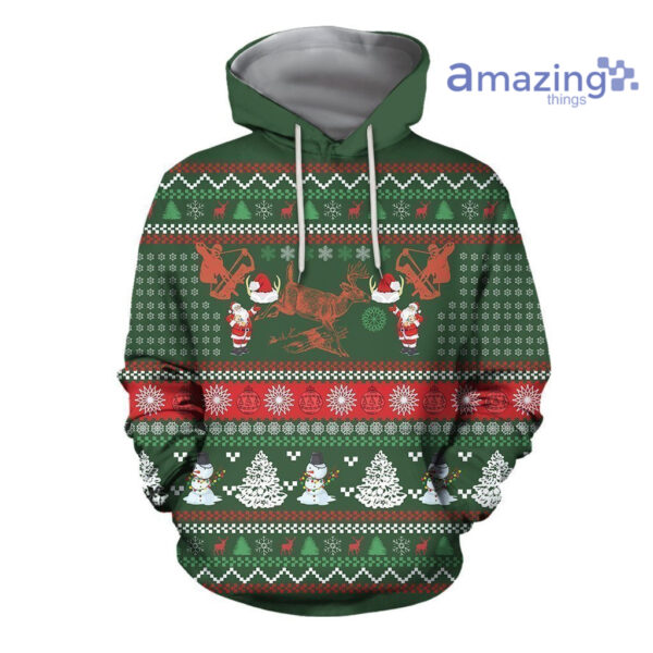 Deer Hunting Kniiting Merry Christmas All Over Printed 3D Shirts - 3D Hoodie - Green