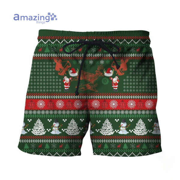 Deer Hunting Kniiting Merry Christmas All Over Printed 3D Shirts - Short Pant - Green