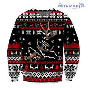 Deer Hunting knitting Pattern Ugly Christmas All Over Printed 3D Shirts - 3D Sweatshirt - Black