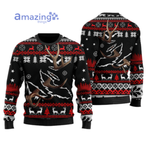 Deer Hunting knitting Pattern Ugly Christmas All Over Printed 3D Shirts image Deer Hunting knitting Pattern Ugly Christmas All Over Printed 3D Shirts - Sweater - Black