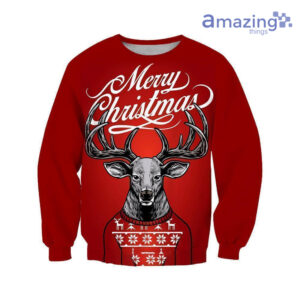 Deer Merry Christmas Red All Over Printed 3D Shirts - 3D Sweatshirt - Red