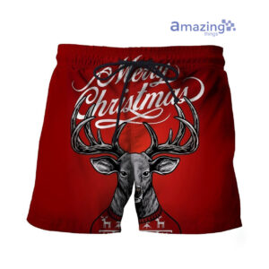 Deer Merry Christmas Red All Over Printed 3D Shirts - Short Pant - Red