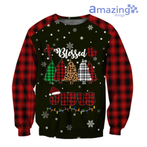 Merry Christmas Blessed Jesus Christmas Tree Printed 3D Shirts - 3D Sweatshirt - Black