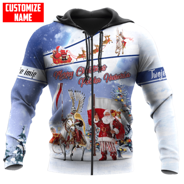 Merry Christmas Polska Husaria All Over Printed 3D Shirt - 3D Zip Hoodie - White