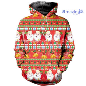 Merry Christmas Santa Ugly Christmas All Over Printed 3D Shirts image Merry Christmas Santa Ugly Christmas All Over Printed 3D Shirts - 3D Hoodie - Red