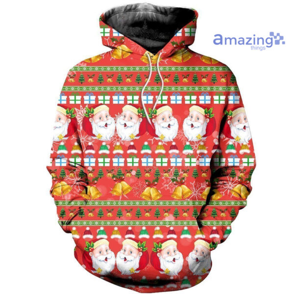 Merry Christmas Santa Ugly Christmas All Over Printed 3D Shirts - 3D Hoodie - Red