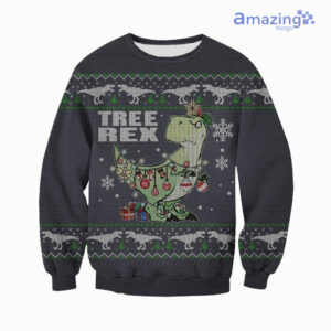 Merry Christmas Tree Rex Knitting All Over Printed 3D Shirts - 3D Sweatshirt - Grey