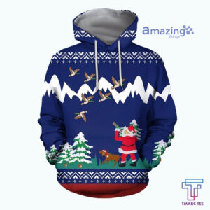Santa Duck Hunting Funny Christmas All Over Printed 3D Shirts - 3D Hoodie - Royal