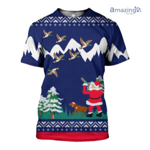 Santa Duck Hunting Funny Christmas All Over Printed 3D Shirts - 3D T-Shirt - Royal