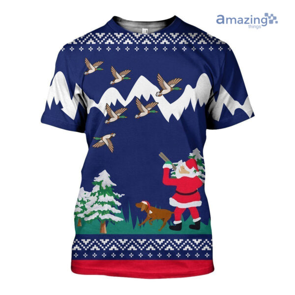 Santa Duck Hunting Funny Christmas All Over Printed 3D Shirts - 3D T-Shirt - Royal