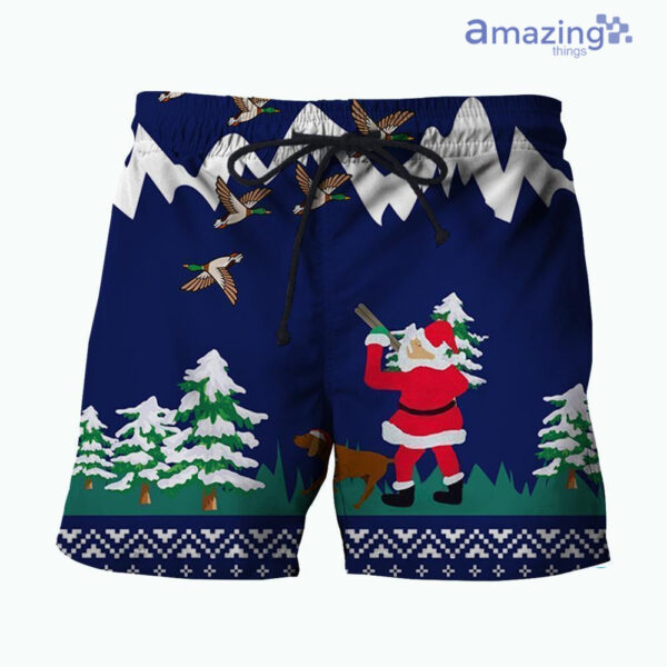 Santa Duck Hunting Funny Christmas All Over Printed 3D Shirts - Short Pant - Royal