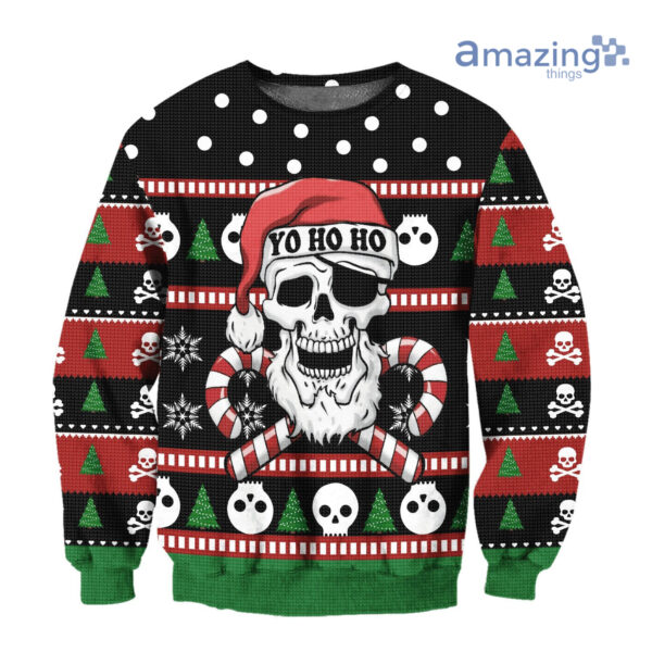 Skull Santa Yo Ho Ho Knitting Christmas All Over Printed 3D Shirt - 3D Sweatshirt - Black