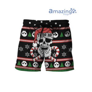 Skull Santa Yo Ho Ho Knitting Christmas All Over Printed 3D Shirt - Short Pant - Black