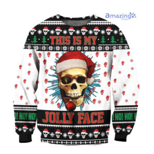 Skull This Is My Jolly Face Merry Christmas All Over Printed 3D Shirts - 3D Sweatshirt - Black