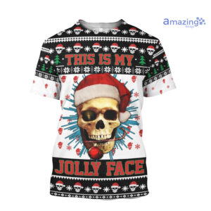 Skull This Is My Jolly Face Merry Christmas All Over Printed 3D Shirts - 3D T-Shirt - Black