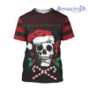 Skull Wear Santa Hat Watercolor Knitting Christmas Printed 3D Shirt