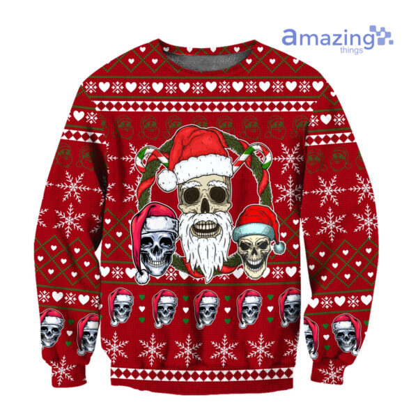 Skulls Cosplay Santa Ugly Christmas All Over Printed 3D Shirts - 3D Sweatshirt - Red