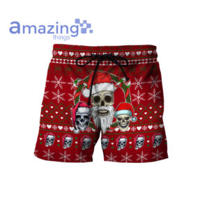 Skulls Cosplay Santa Ugly Christmas All Over Printed 3D Shirts - Short Pant - Red