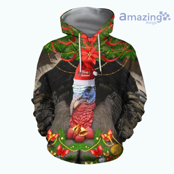 Turkey Merry Christmas All Over Printed 3D Shirts - 3D Hoodie - Black