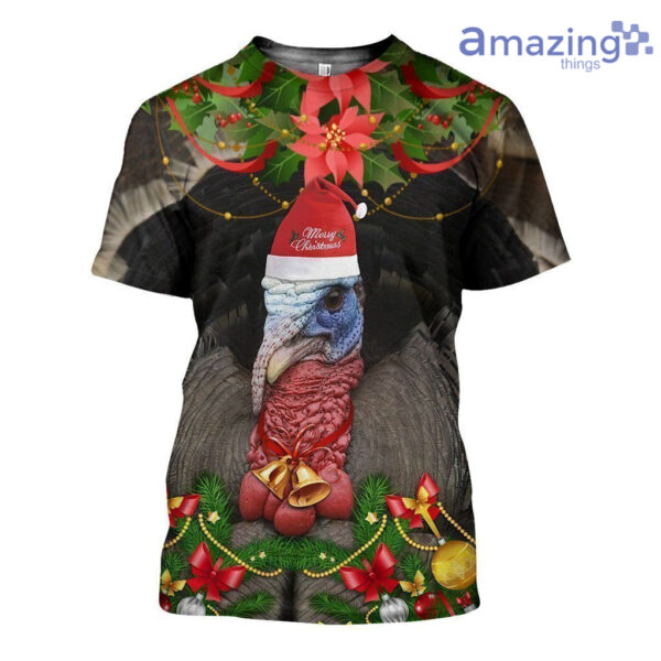 Turkey Merry Christmas All Over Printed 3D Shirts - 3D T-Shirt - Black