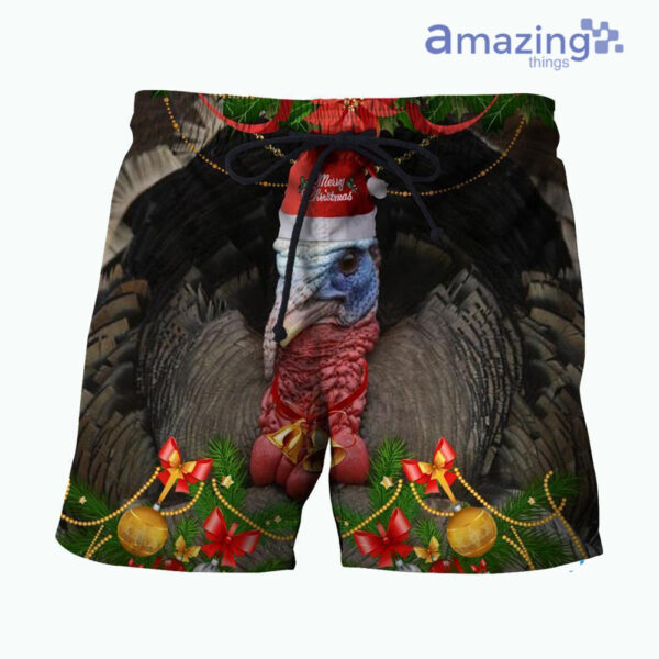 Turkey Merry Christmas All Over Printed 3D Shirts - Short Pant - Black