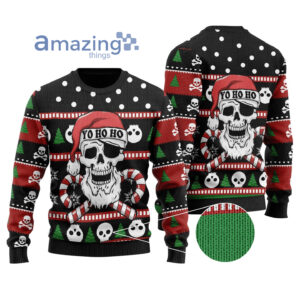Valhalla With Skull Of Glory Kniiting Christmas All Over Printed 3D Shirt - Sweater - Black
