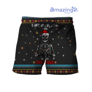 When You're Dead Inside But It's Christmas Ugly Christmas 3D Shirts - Short Pant - Black