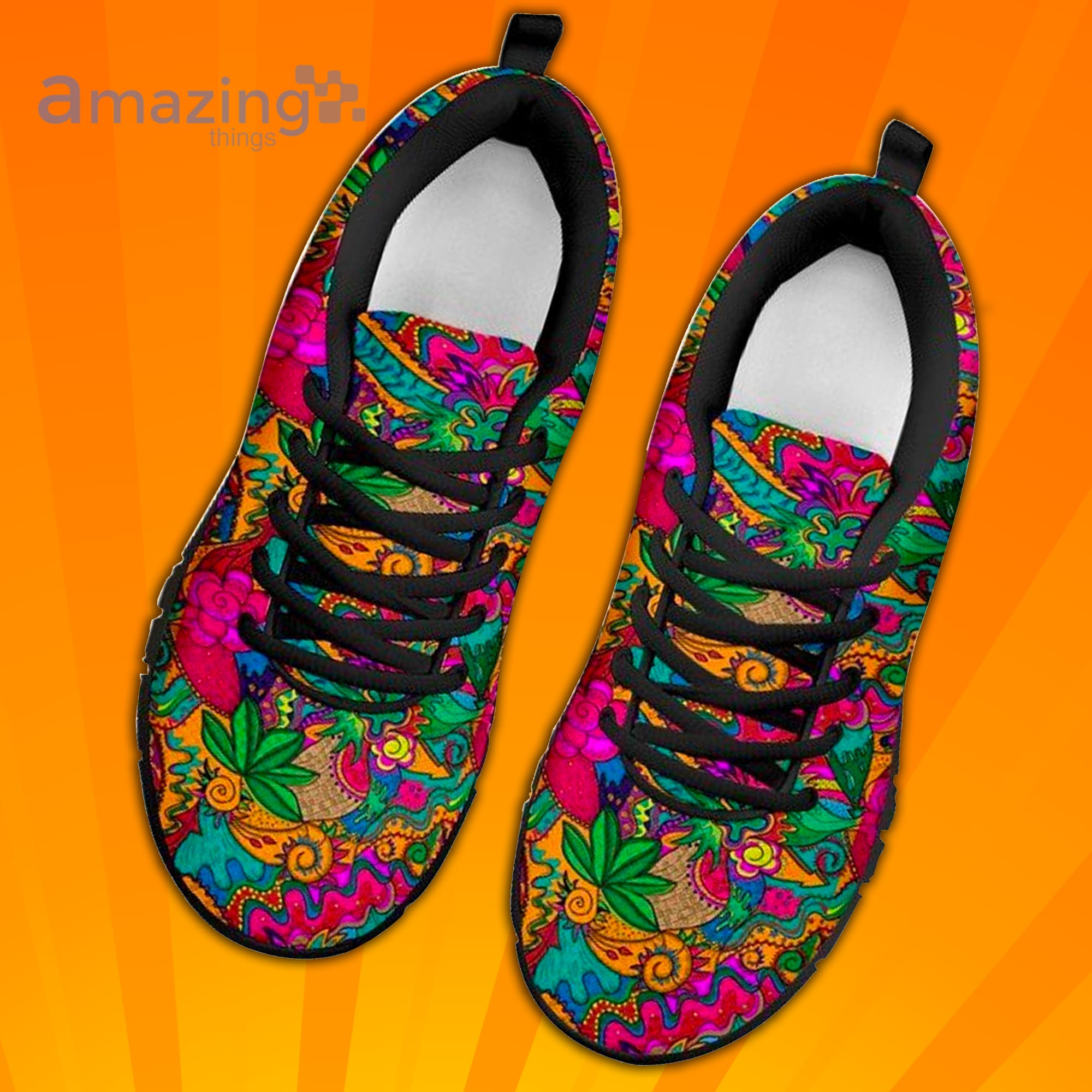 Abstract Flowers Custom Sneakers Shoes For Men And Women