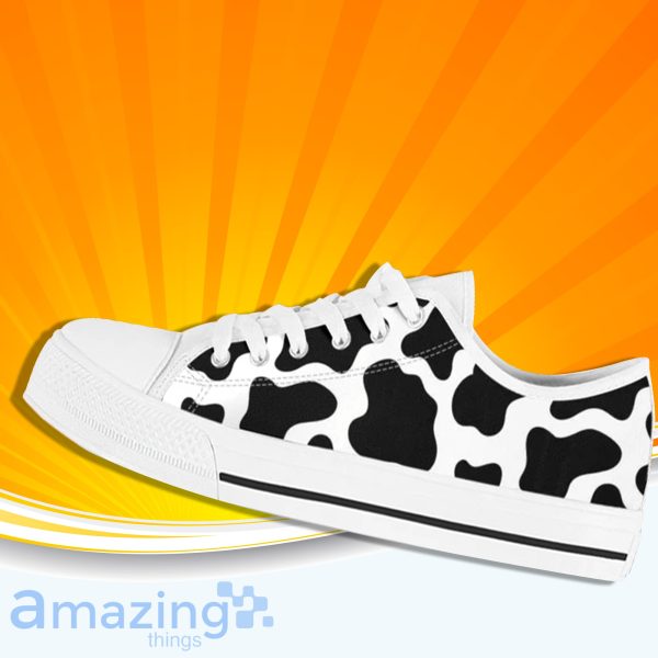 Black White Cow Print Low Cut Canvas Shoes For Men And Women