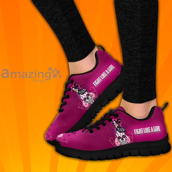 Breast Cancer Sugar Skull Fight Like A Girl Custom Sneakers Shoes For Men And Women