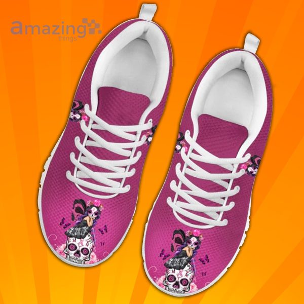 Breast Cancer Sugar Skull Fight Like A Girl Custom Sneakers Shoes For Men And Women