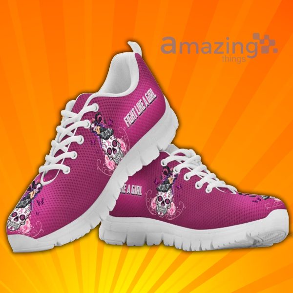 Breast Cancer Sugar Skull Fight Like A Girl Custom Sneakers Shoes For Men And Women