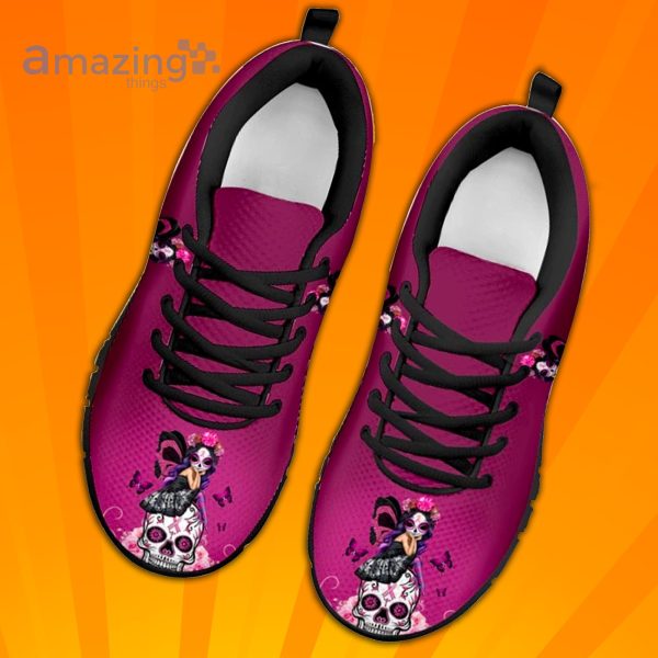 Breast Cancer Sugar Skull Fight Like A Girl Custom Sneakers Shoes For Men And Women