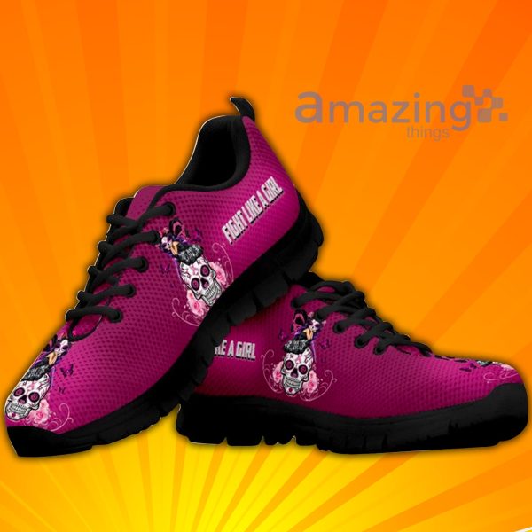 Breast Cancer Sugar Skull Fight Like A Girl Custom Sneakers Shoes For Men And Women